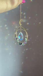 Load and play video in Gallery viewer, Stunning Flourite double hoop with moon Sun catcher ✨🌙
