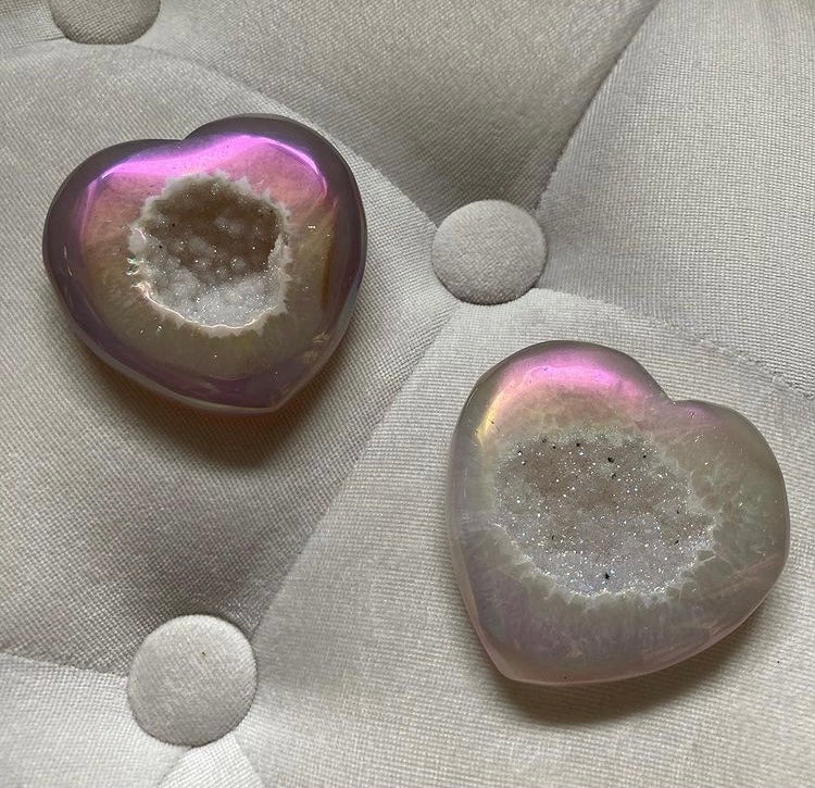 Super druzy Aura Agate hearts