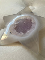 Load image into Gallery viewer, Druzy Amethyst in Agate large Star &amp; Moon
