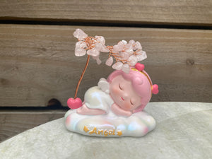 Rose quartz chip tree Angel on cloud cutie