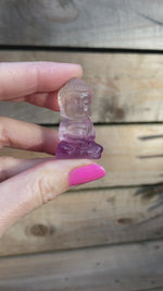 Load and play video in Gallery viewer, Rare purple &amp; white flourite mini Buddhas
