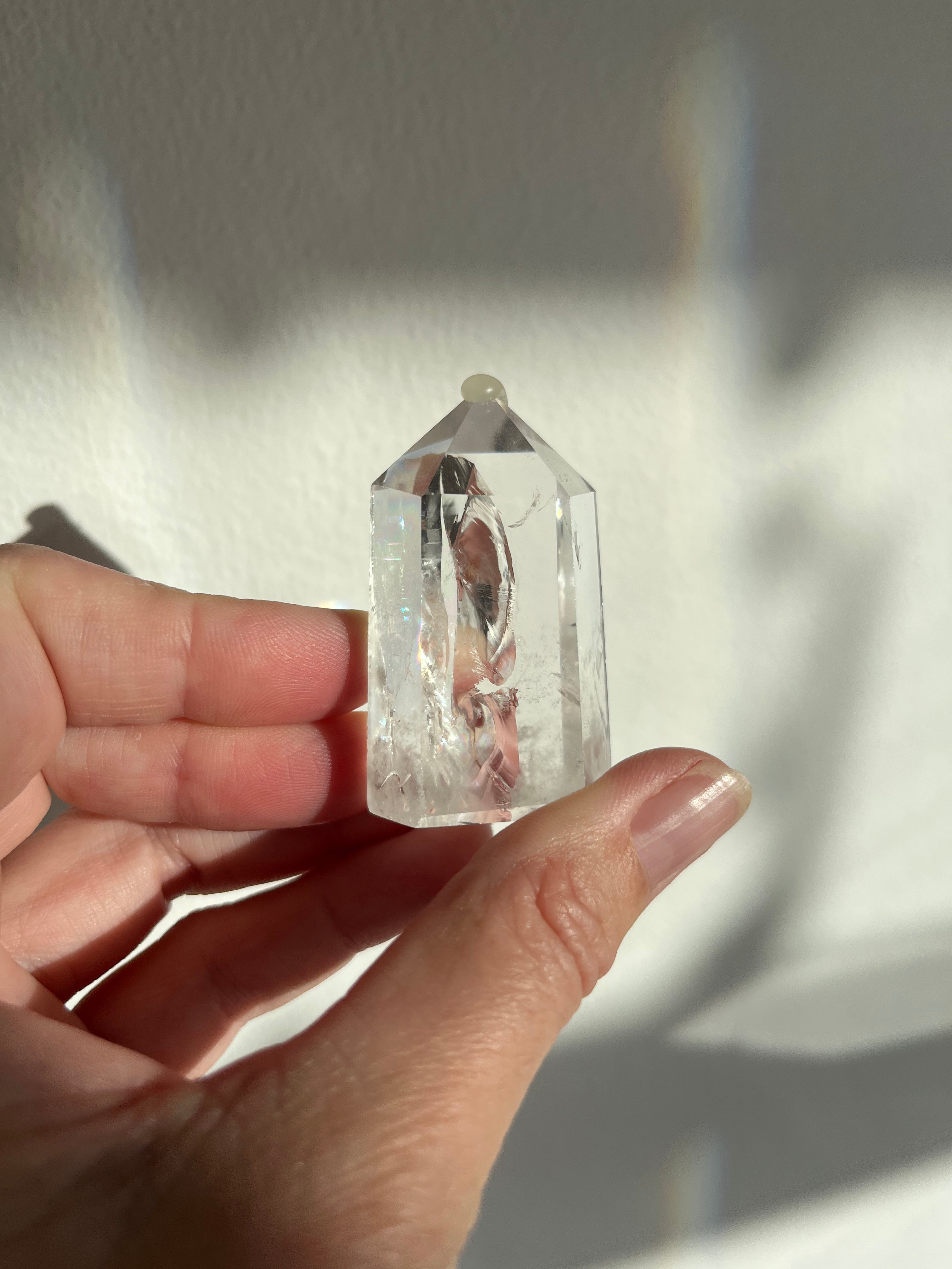 High quality Clear Quartz small chunky towers with rainbows galore