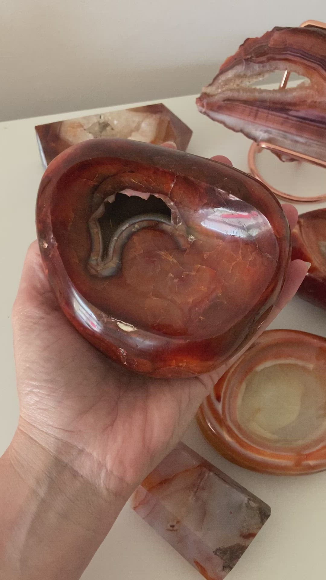 Large chunky  Druzy Carnelian bowl