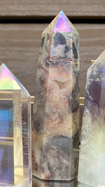 Load image into Gallery viewer, Aura Citrine, Flower Agate and Crazy Lace tower collection
