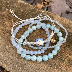 Aquamarine 💙 Blue Chalcedony 💙 Blue lace 💙 Blue Lucky cat 💙 bracelets