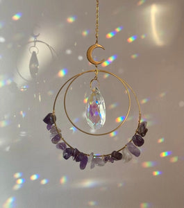 Stunning crystal double hoop Sun catchers