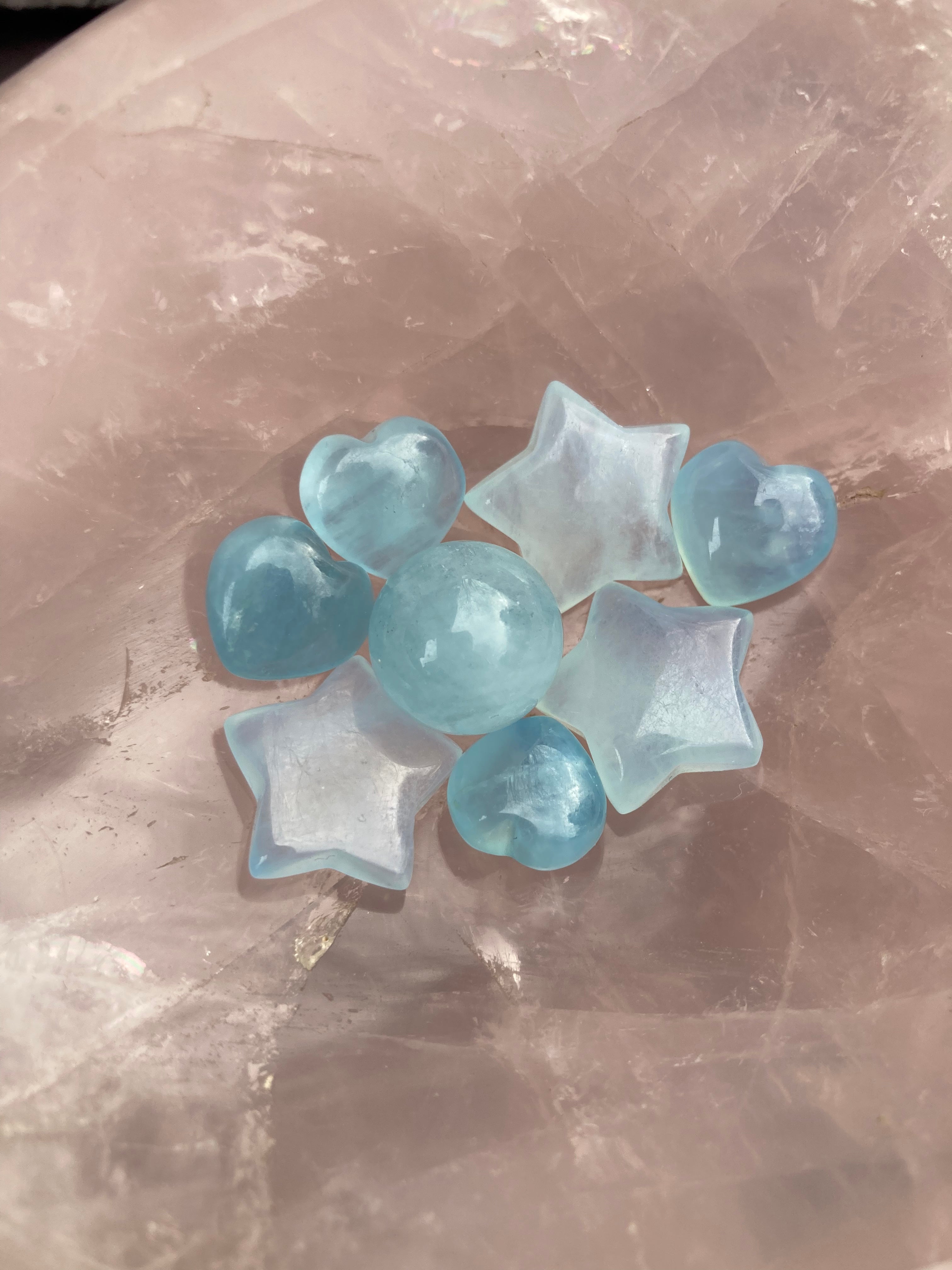 Mini Aquamarine stars ⭐️ Hearts 💙 and mini sphere