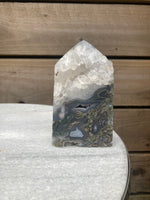 Load image into Gallery viewer, Moss Agate large druzy chunky tower
