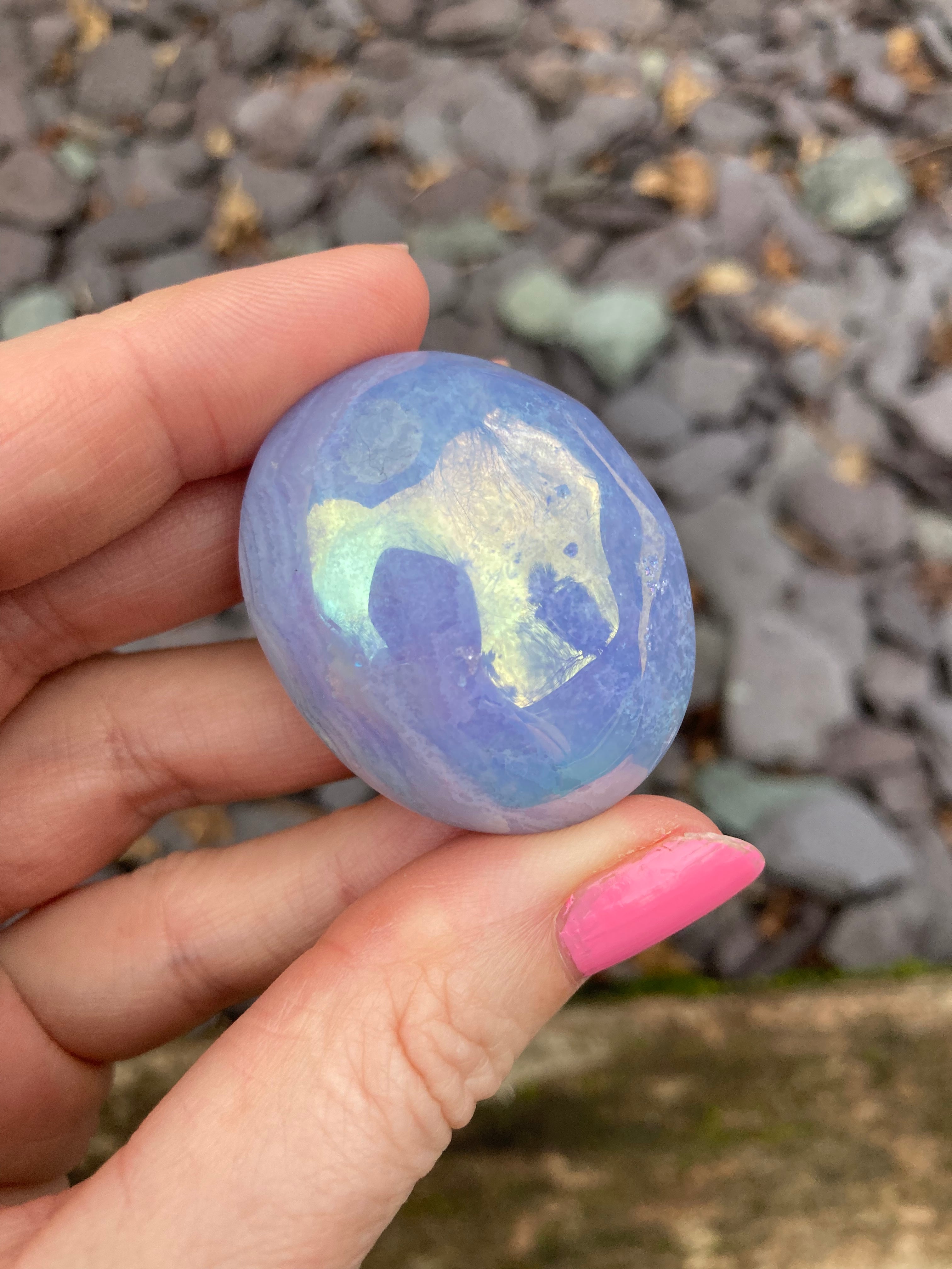 Aura Blue Lace Agate palms 💙✨