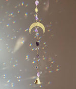 Load image into Gallery viewer, Small Amethyst moon 🌙 and star ⭐️ Sun catcher
