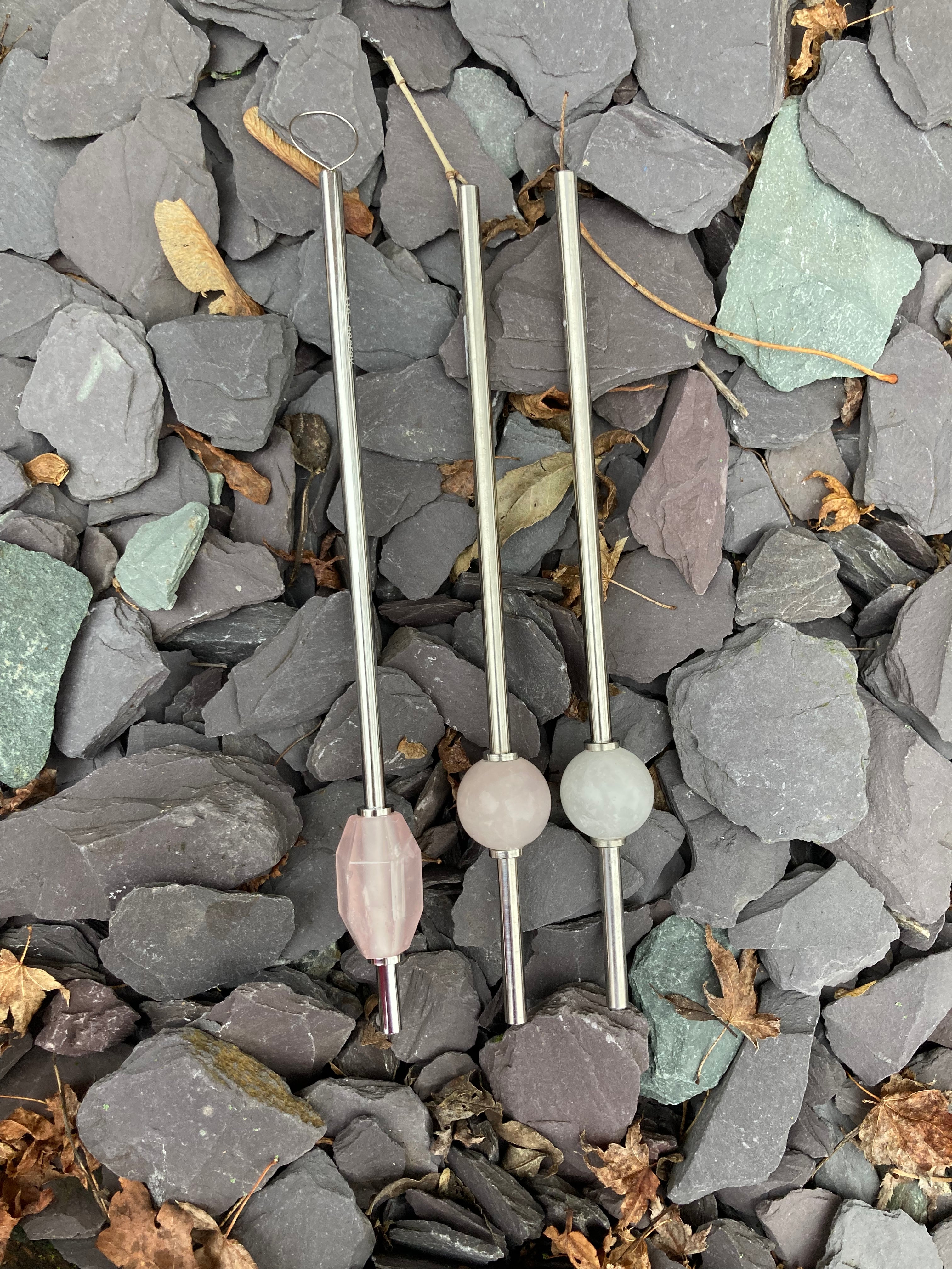 Rose quartz & Clear quartz straws