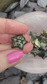 Load and play video in Gallery viewer, Mini Sheen Obsidian cute stars with bowe 🎀 Plain 🖤✨ and Pyrite Turtles 💛
