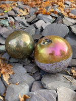 Load image into Gallery viewer, Stunning druzy aura Ocean jasper &amp; Chalcopyrite spheres
