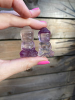 Load image into Gallery viewer, Rare purple &amp; white flourite mini Buddhas
