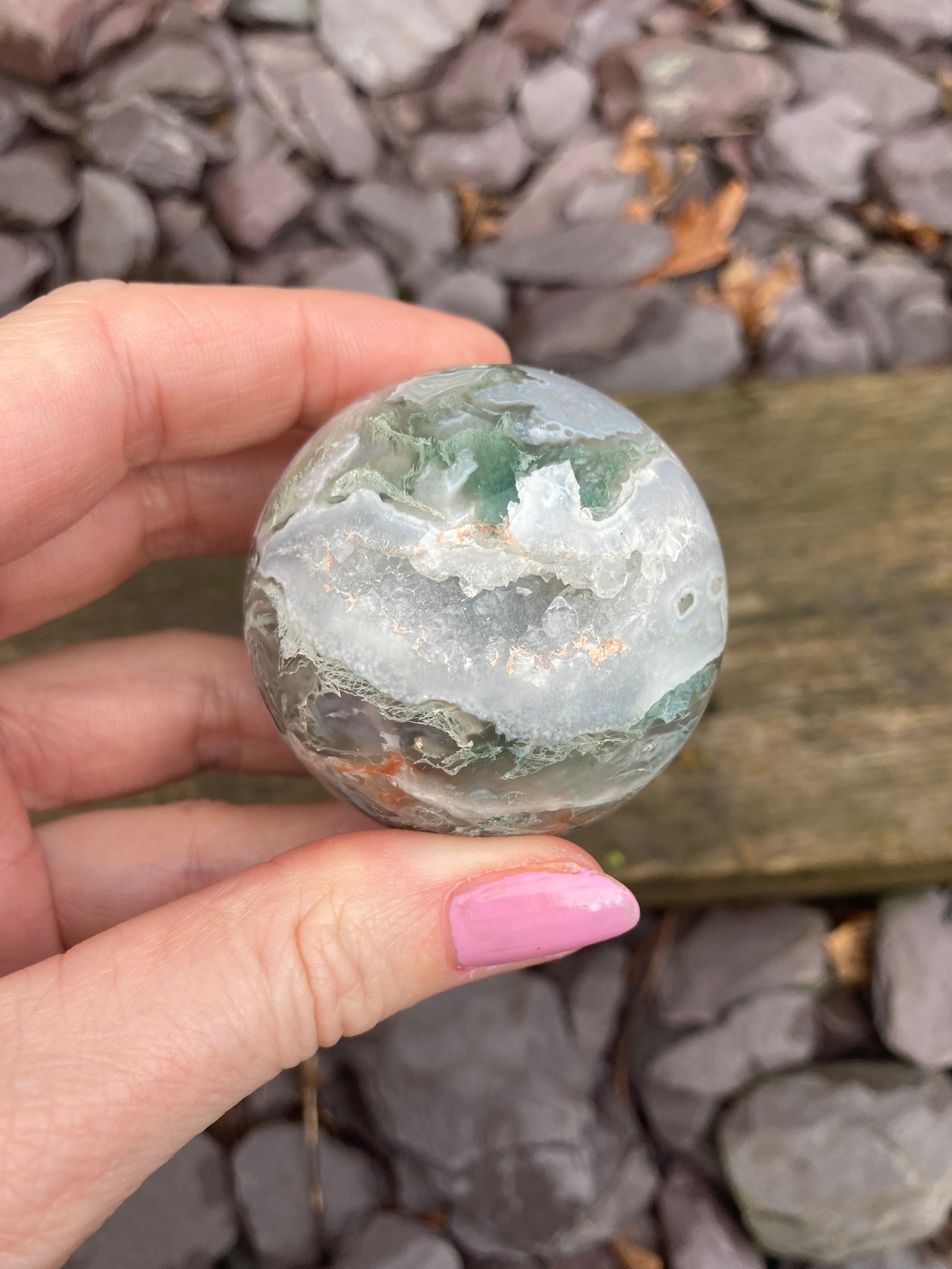 Druzy Moss Agate small to mid size spheres