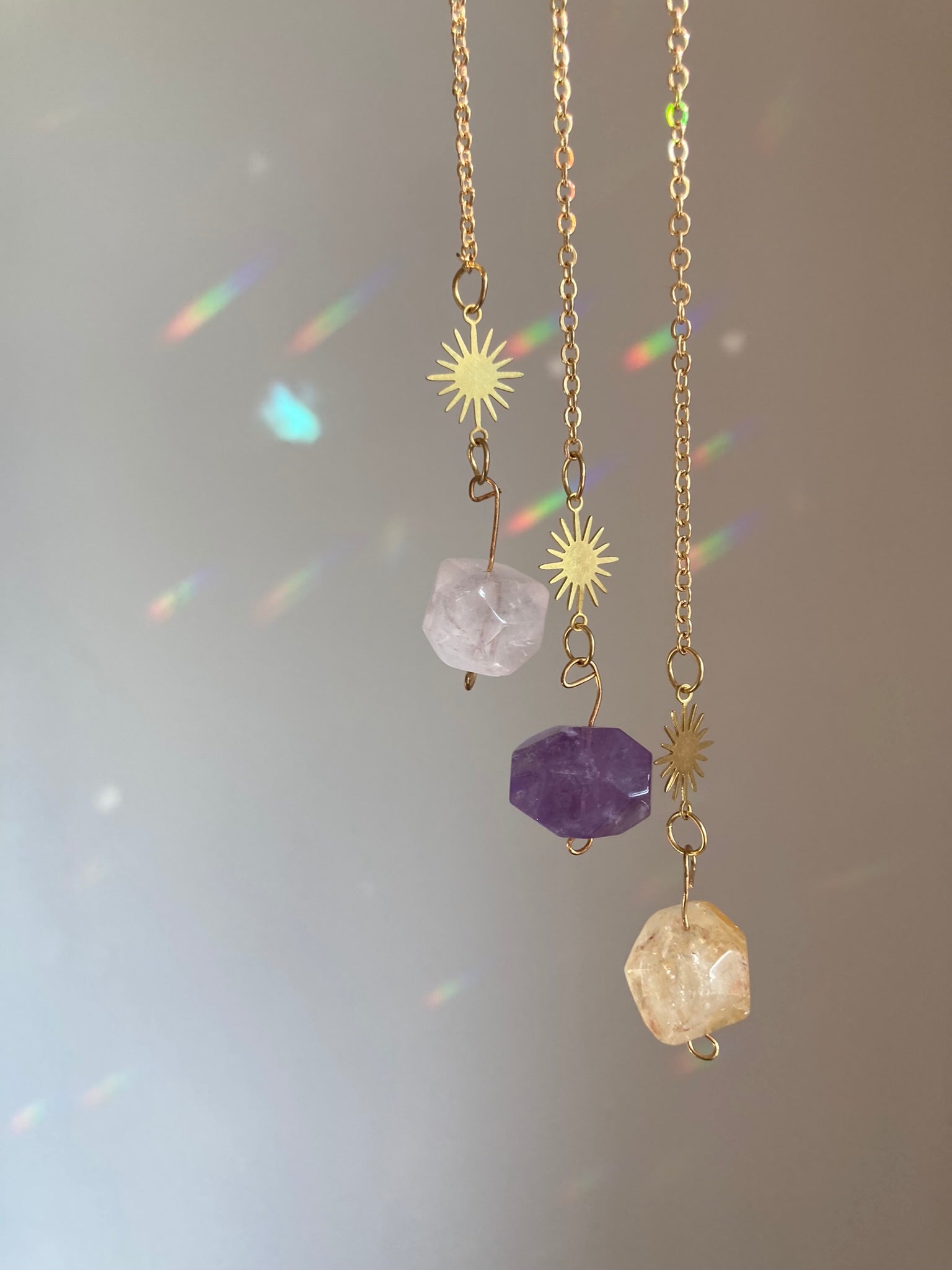 Amethyst Citrine & Clear Quartz Sun Catcher