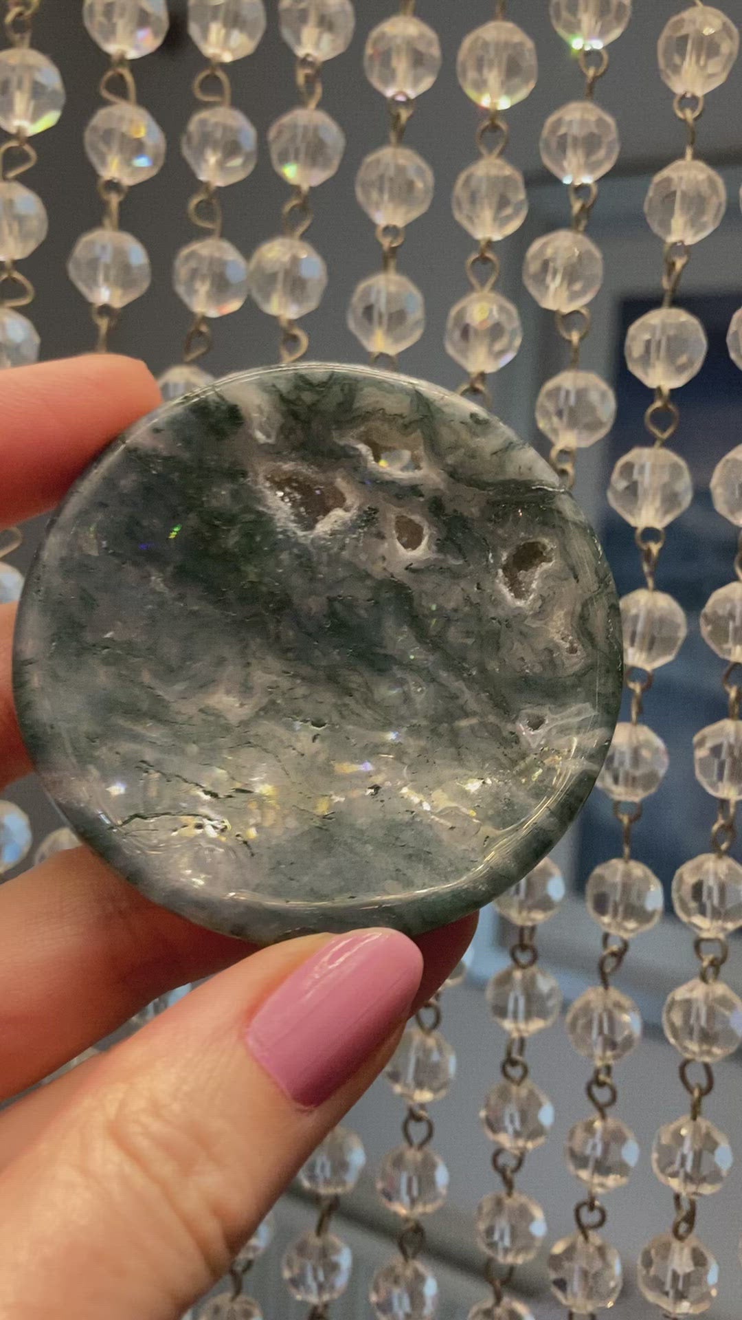 Stunning druzy Moss Agate small ring holders