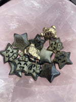 Load image into Gallery viewer, Mini Sheen Obsidian cute stars with bowe 🎀 Plain 🖤✨ and Pyrite Turtles 💛
