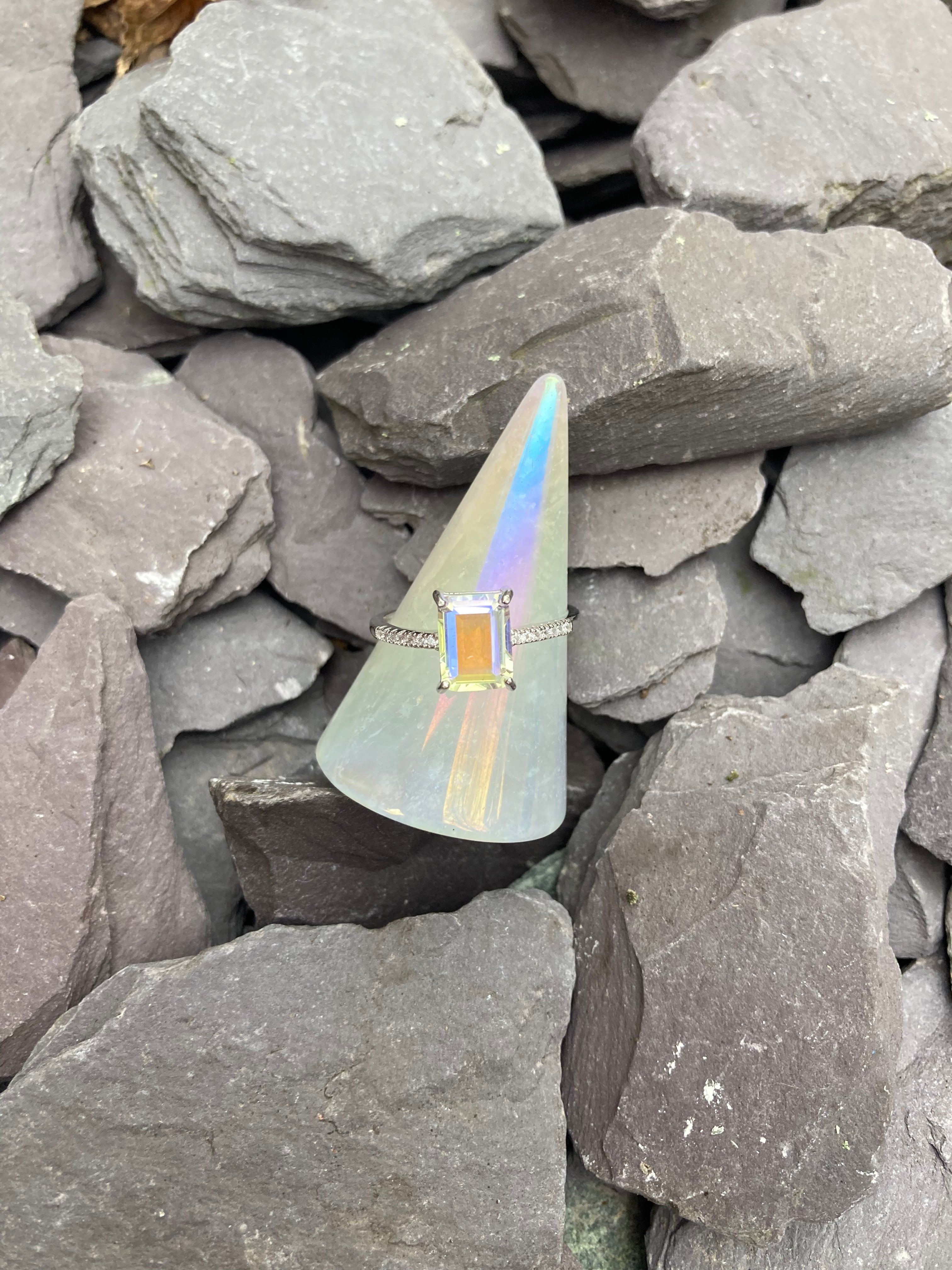 Stunning Aura Clear Quartz Ring