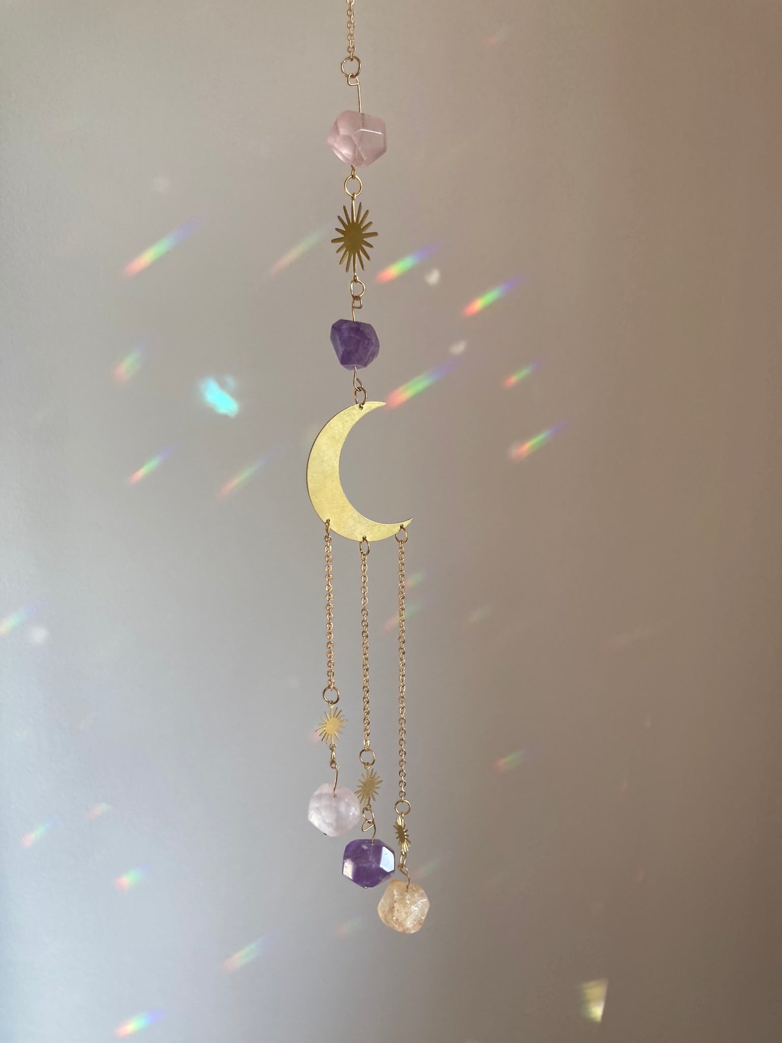 Amethyst Citrine & Clear Quartz Sun Catcher