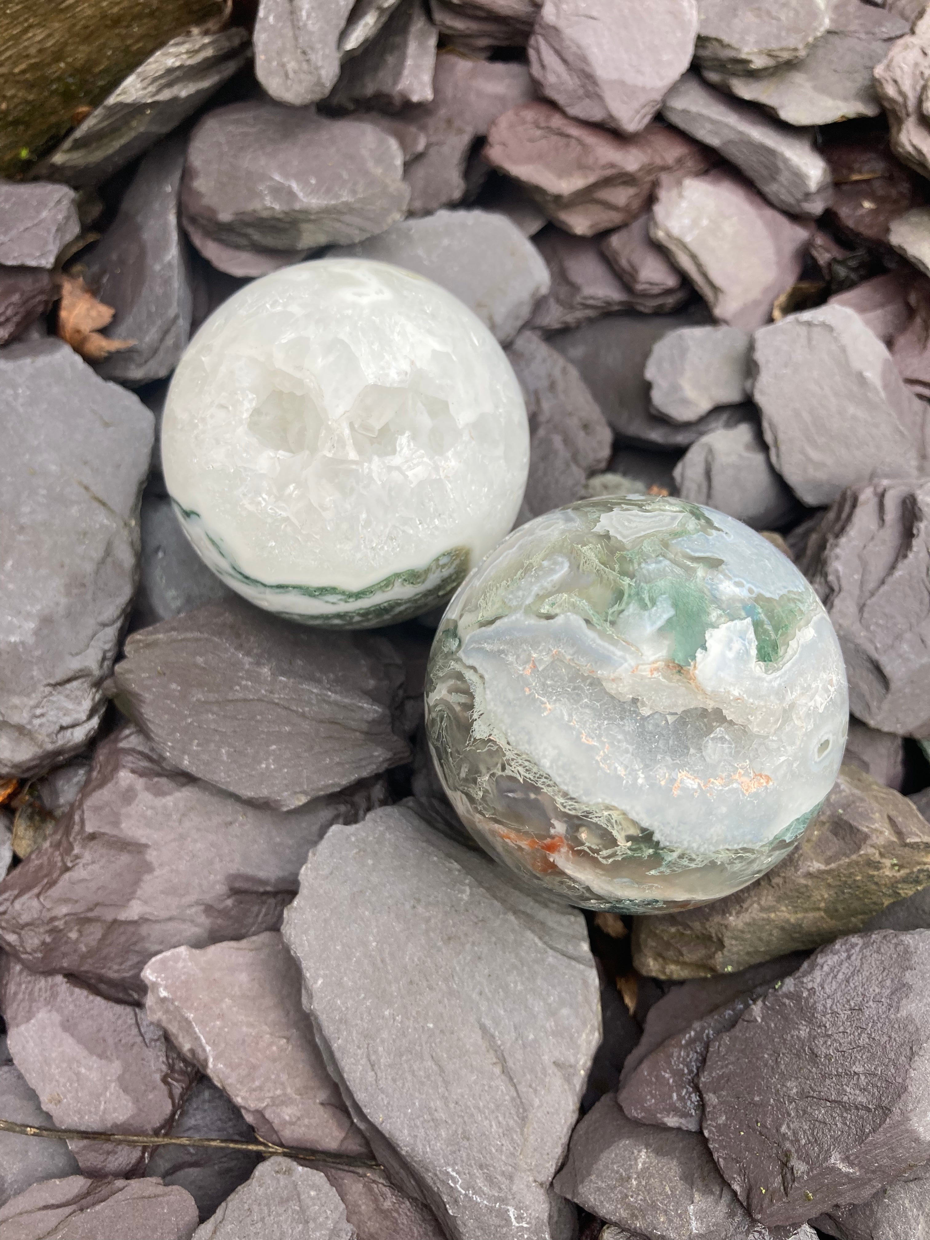 Druzy Moss Agate small to mid size spheres