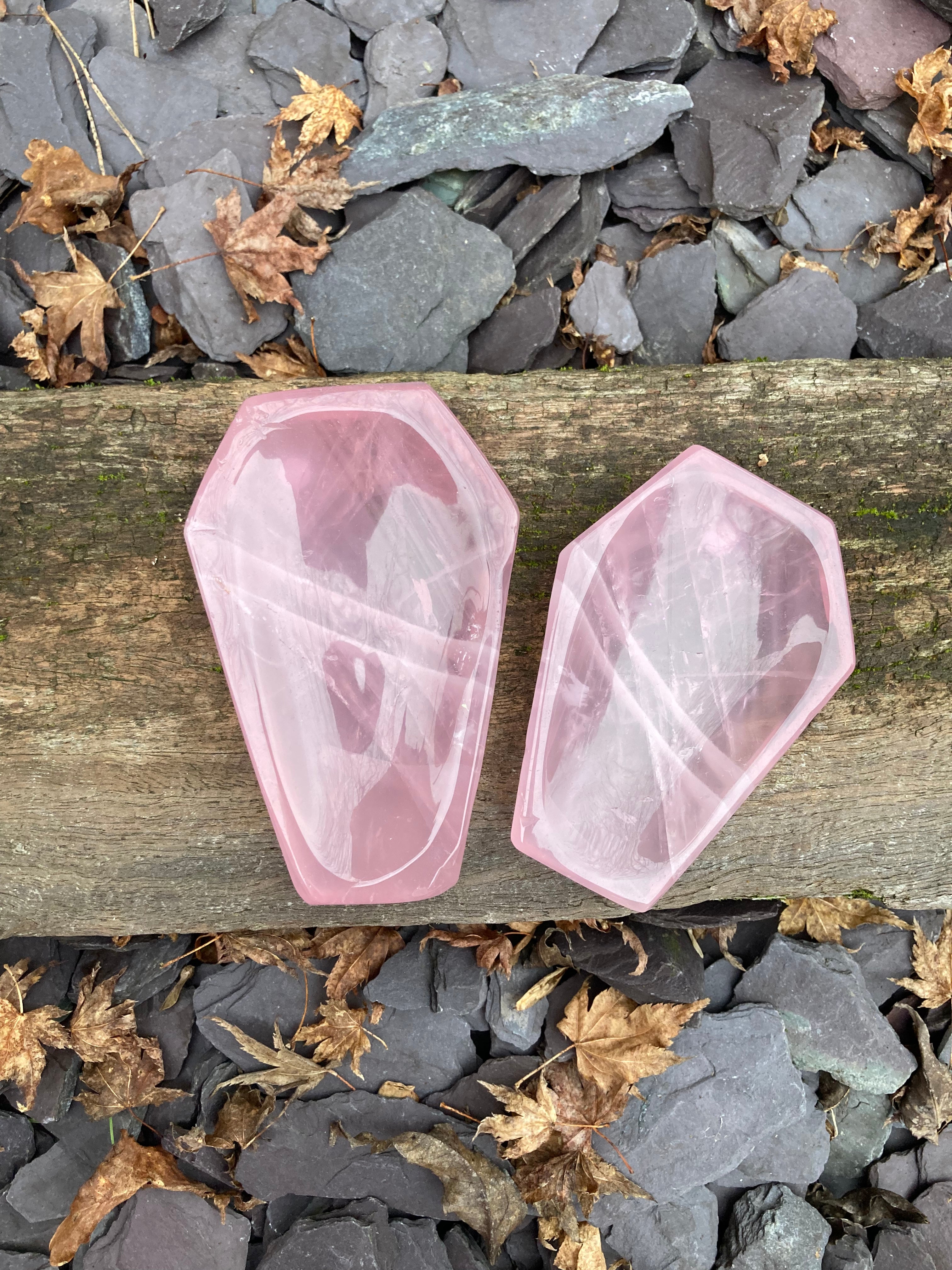 Rose quartz coffin trinket dishes