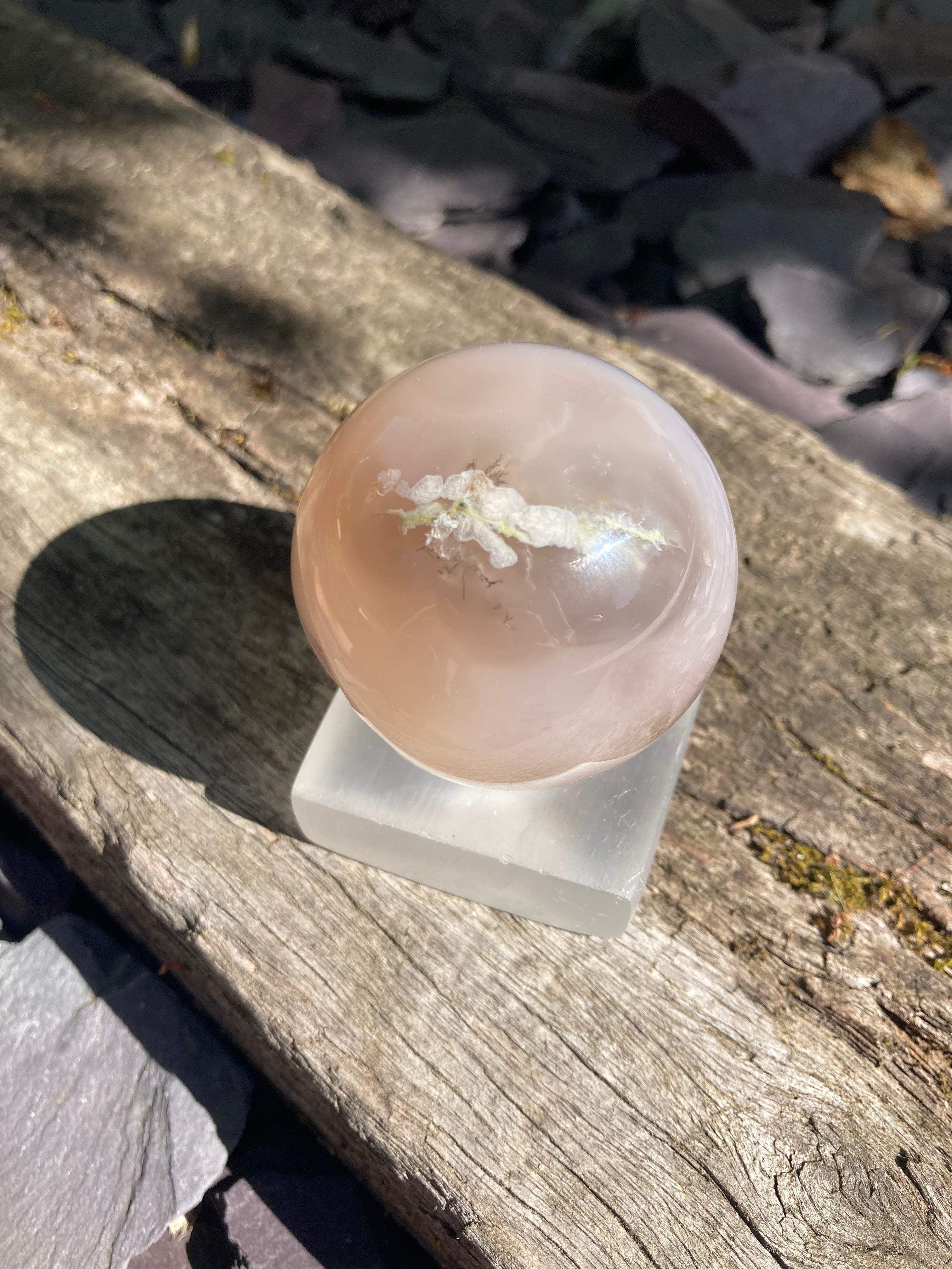 Double druzy Flower Agate sphere