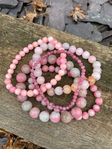 Rhodonite 💖 Queens shell 💖 Pink Tourmaline 💖 Blossom Tourmaline 💖 bracelets