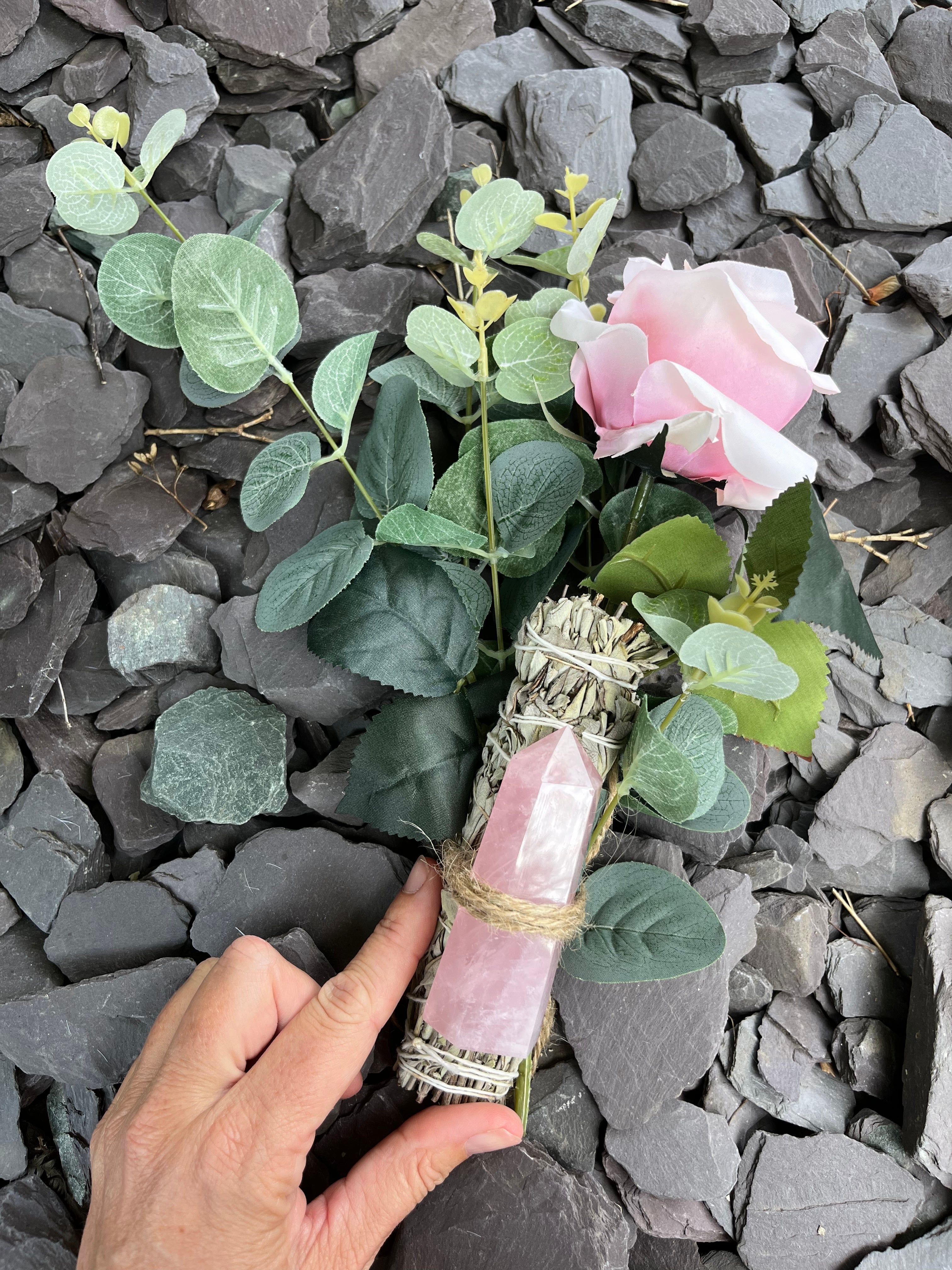 Rose Quartz & Sage Bouquet