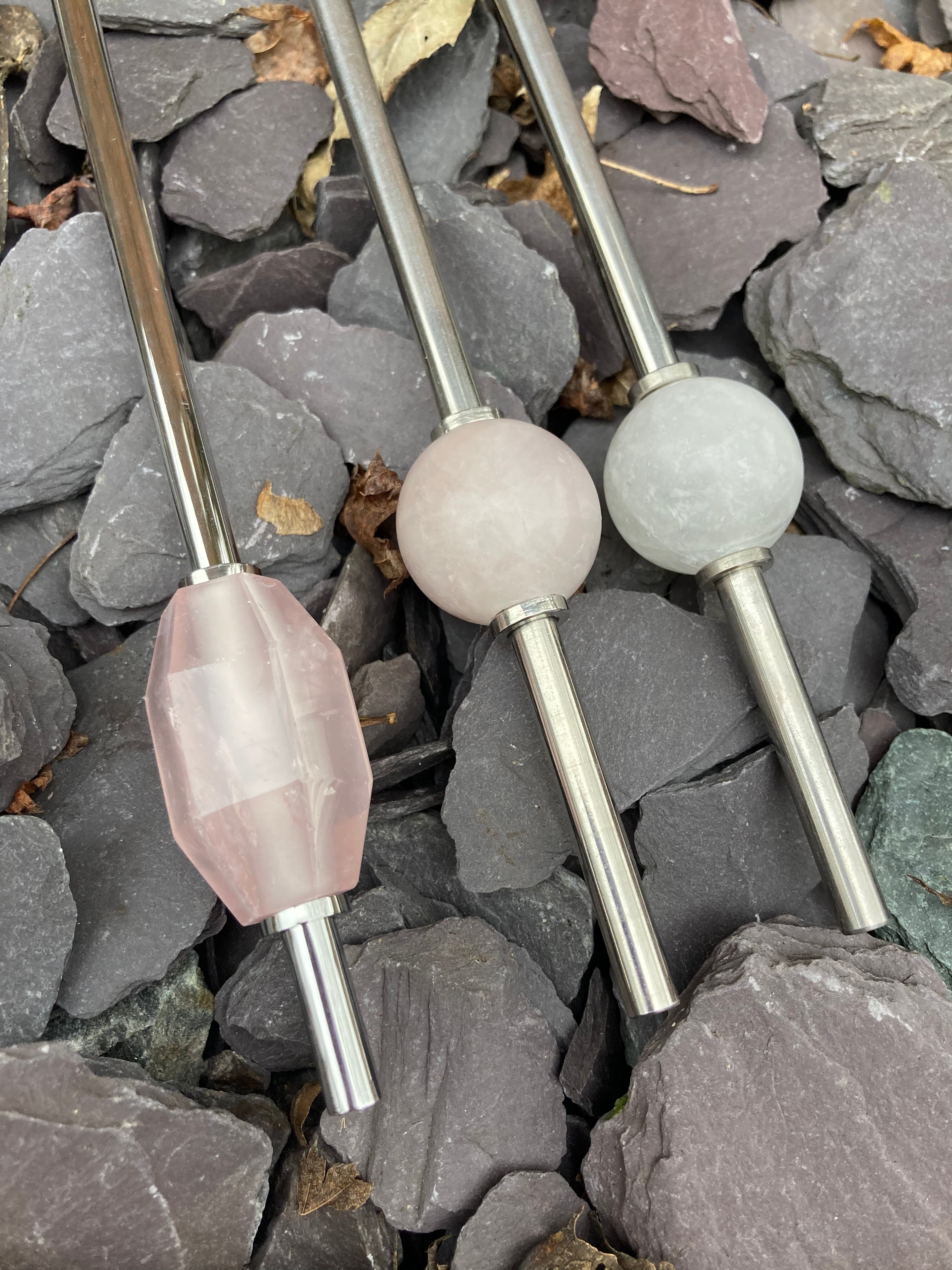 Rose quartz & Clear quartz straws