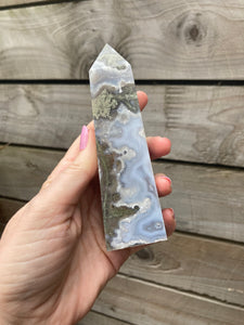 Moss agate tall slim beautiful tower