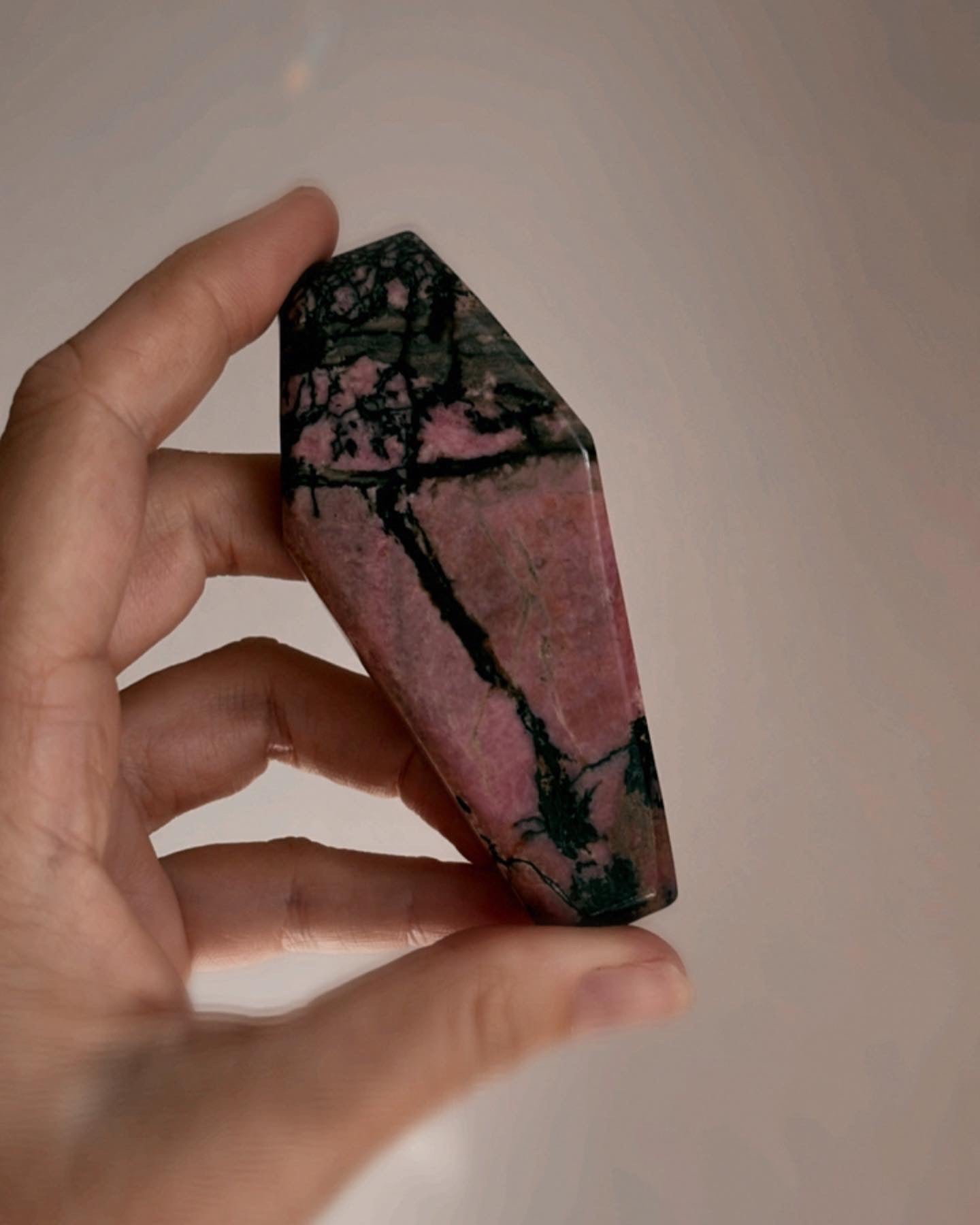 Super cute Pink Rhodonite chunky coffins