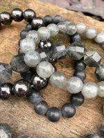 Load image into Gallery viewer, Herkimer 🤍 Labradorite 💙 Shungite 🖤 Hematite 🖤 bracelets
