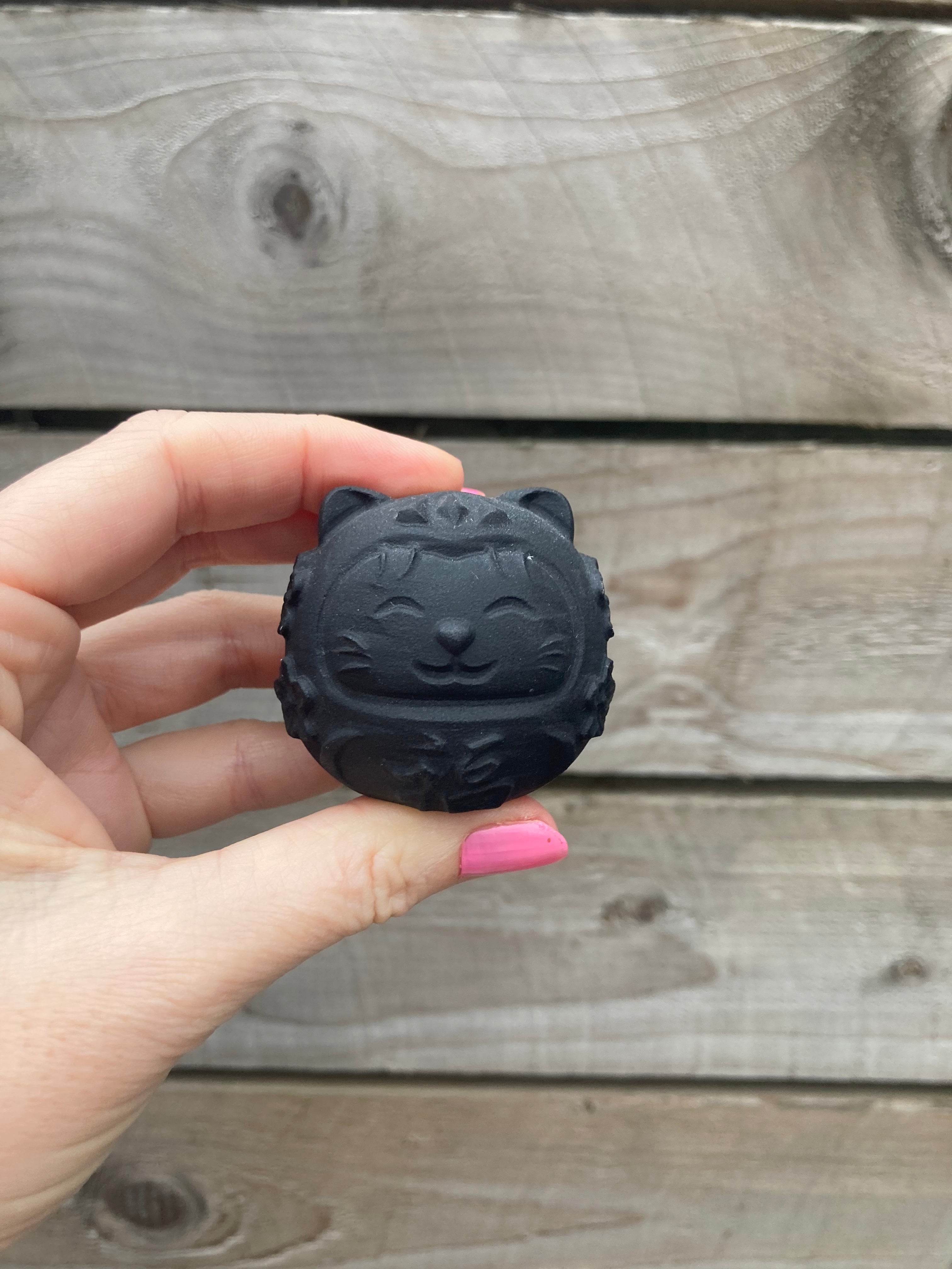 Black Obsidian Waving Lucky cat