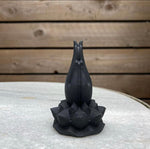 Load image into Gallery viewer, Super cute Black obsidian praying Buddha hands Lotus Leaf carving 🖤🙏🏻🖤x
