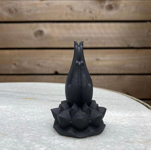 Super cute Black obsidian praying Buddha hands Lotus Leaf carving 🖤🙏🏻🖤x