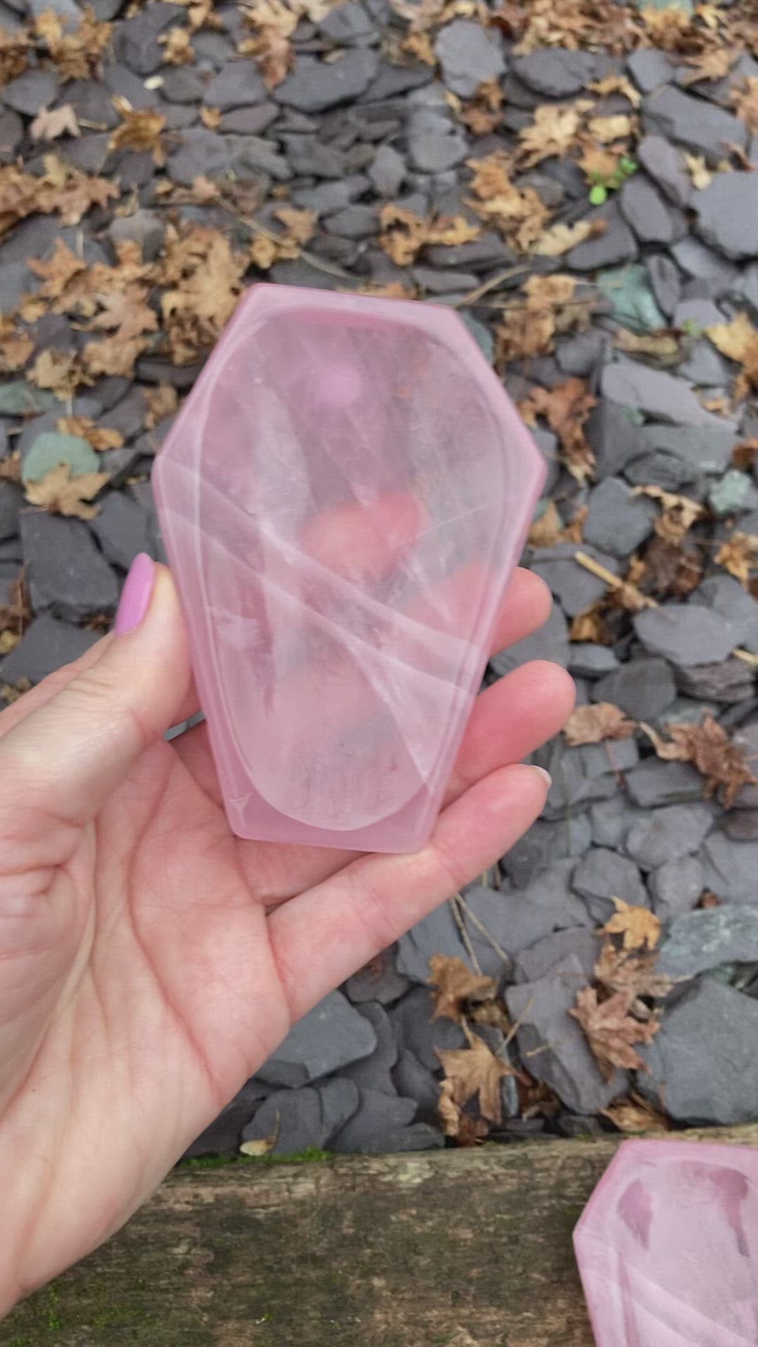 Rose quartz coffin trinket dishes