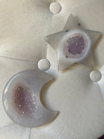 Load image into Gallery viewer, Druzy Amethyst in Agate large Star &amp; Moon
