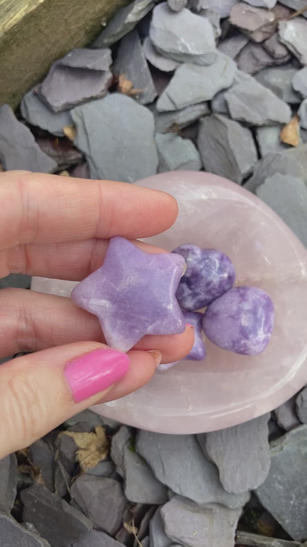 Mini Lepidolite stars ⭐️ & Hearts 💜