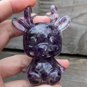 Amethyst & Moonstone chip resin cute deers