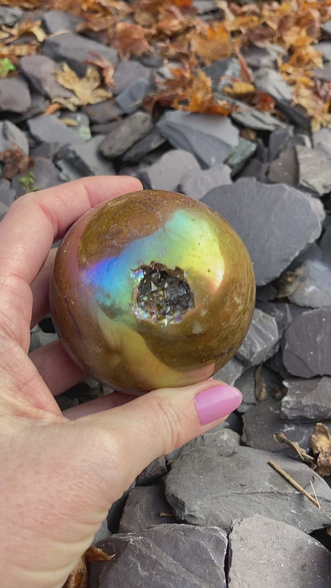 Stunning druzy aura Ocean jasper & Chalcopyrite spheres