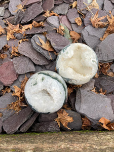 Large Druzy Moss agate spheres 💚✨