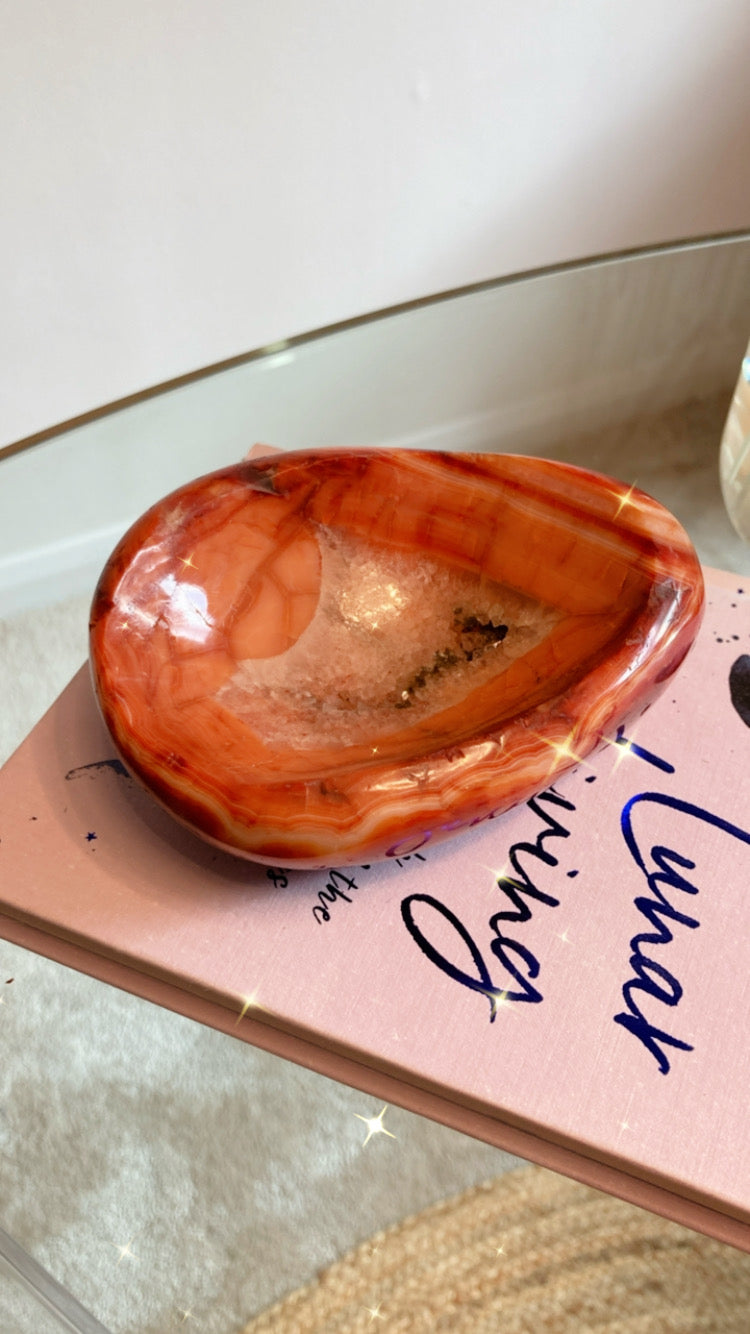 Stunning druzy Carnelian bowl