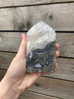 Load image into Gallery viewer, Moss Agate large druzy chunky tower
