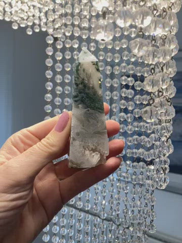 Moss agate druzy tower 💚✨✨✨