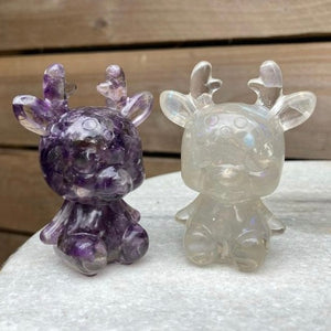 Amethyst & Moonstone chip resin cute deers