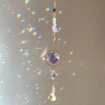 Load image into Gallery viewer, Amethyst heart, star and moon sun catcher
