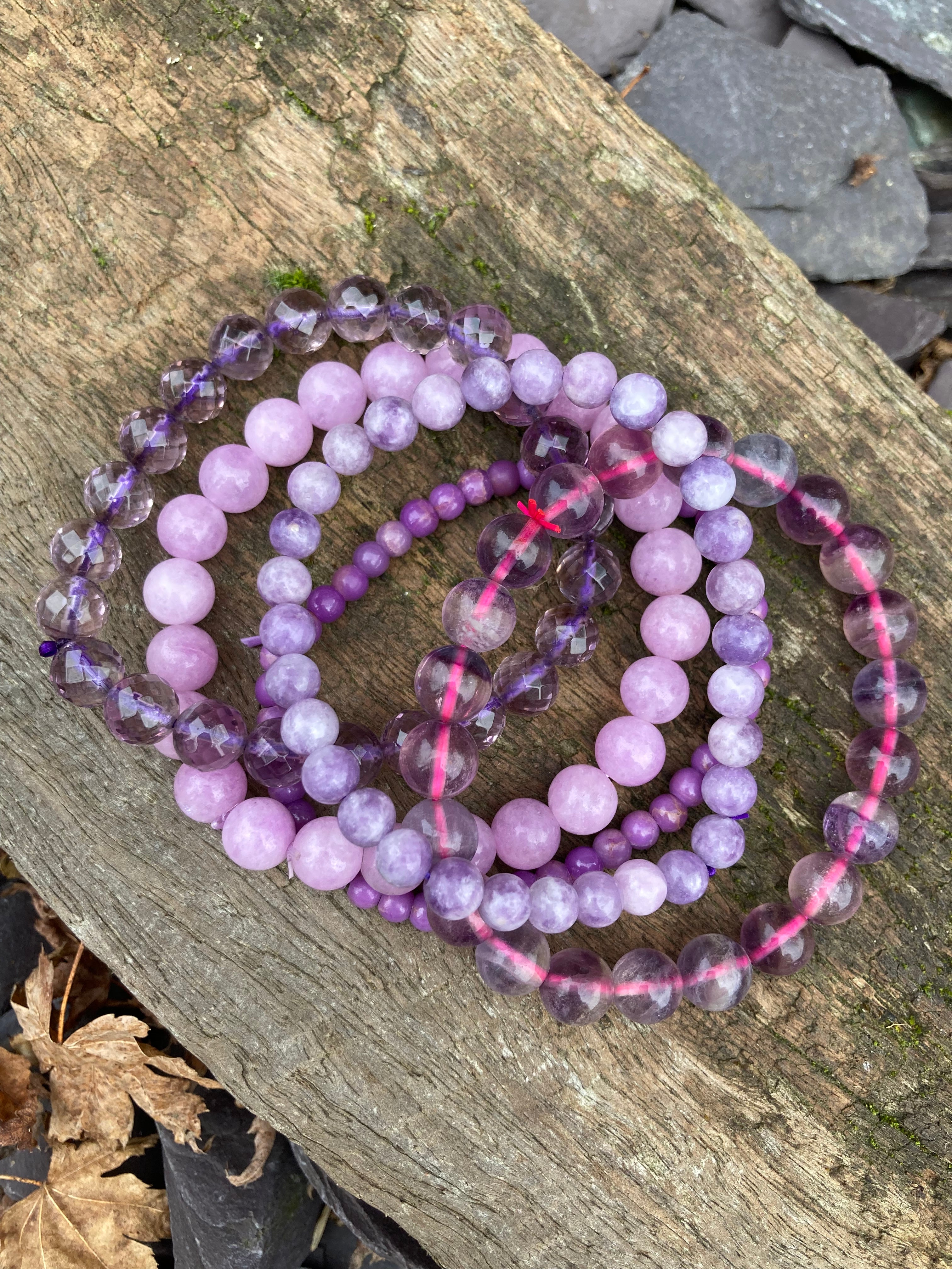 Faceted Amethyst 💜 Kunzite 💜 Lepidolite 💜 Purple Flourite 💜 bracelets