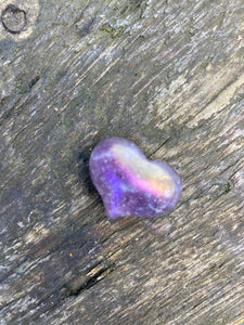 Mini Aura Amethyst star & moon 💜 with Aura Amethyst chunk 💜 Aura Lepidolite Aura Star & Puff heart 💜