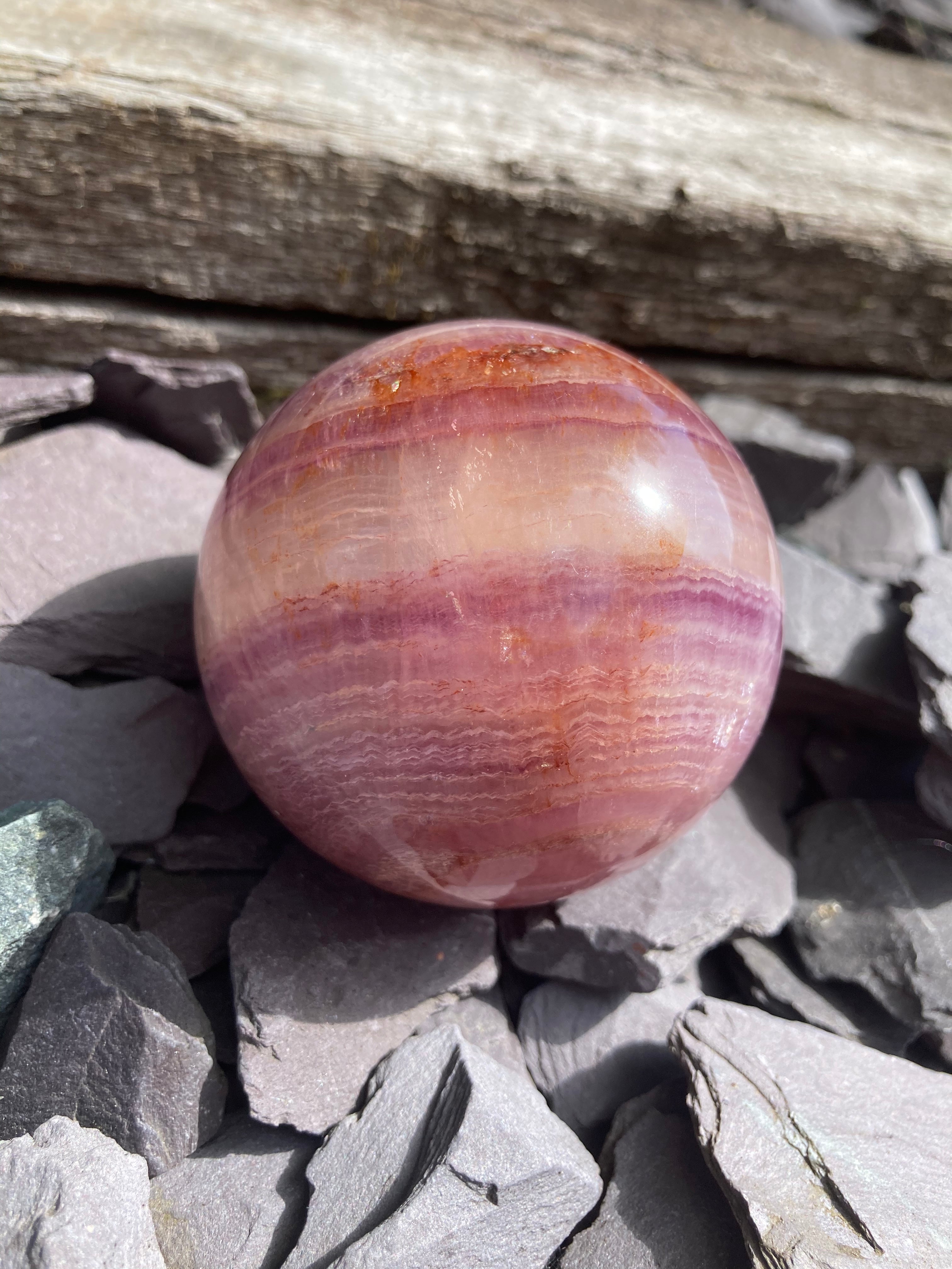 Stunning rare large Pink and Yellow Flourite sphere 💖💛✨